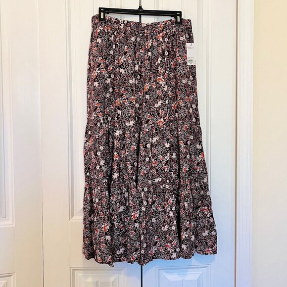 Sonoma Floral Tiered Peasant Skirt in Burgundy (L) New With Tag - Picture 6 of 11